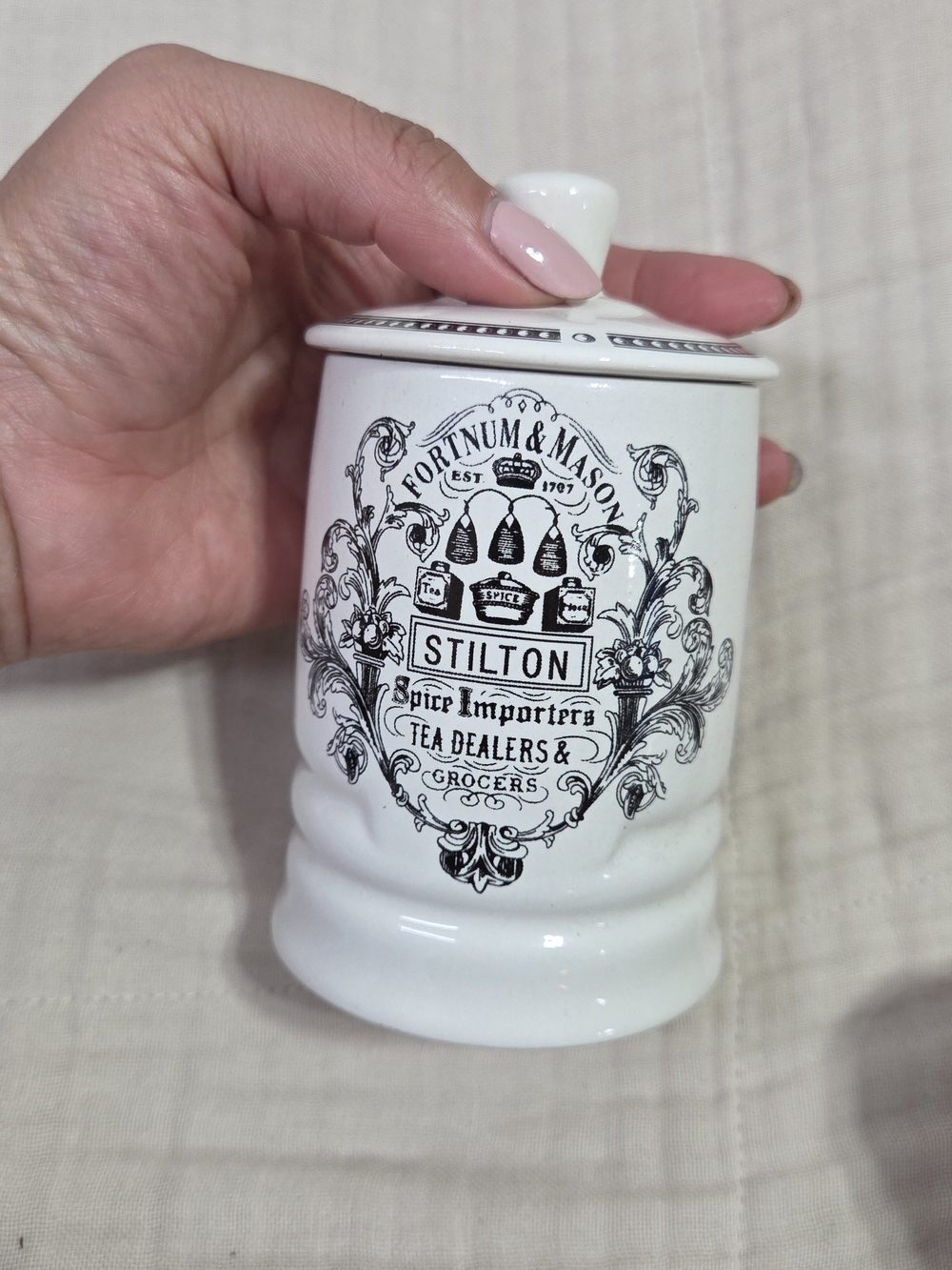 White Stilton Ceramic Spice Jar with Lid